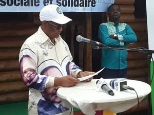 Le Maire de la commune, Gabriel Tchango, prononçant son discours